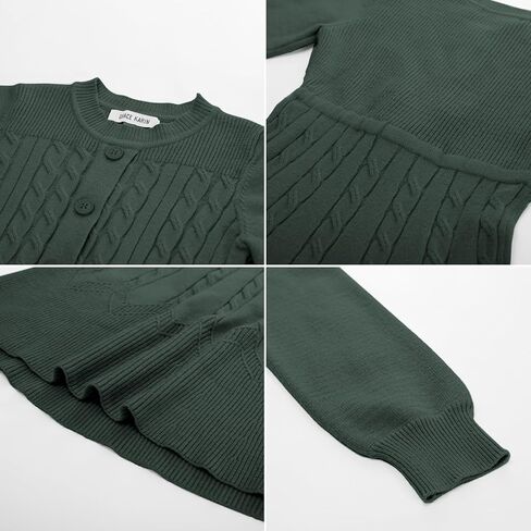 GRACE KARIN Girls Sweater Dress Fall Winter Long Sleeve Kids Fashion Drawstring Waist Cable Knit Dresses Size 5-12 in Kuwait