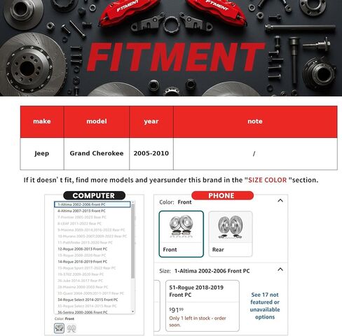 MOTOREVO Front Brake Pads And Rotors Kit Compatible With Jeep Wrangler 1990 1991 1992 1993 1994 1995 1997 1998 1999, Disc Vented Drilled Slotted Brakes Rotors Ceramic Pads, Replacement 11in(280mm) in Kuwait