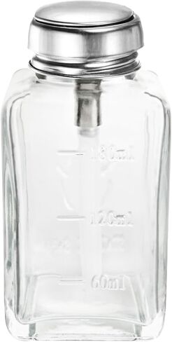 موزع مضخة ضغط زجاجي سعة 6 أونصة/180 مل للأسيتون ومزيل طلاء الأظافر والزيوت العطرية - مانع للتسرب وقابل لإعادة الملء ومتين - مثالي لصالونات الأظافر أو المختبرات أو الاستخدام المنزلي in Kuwait