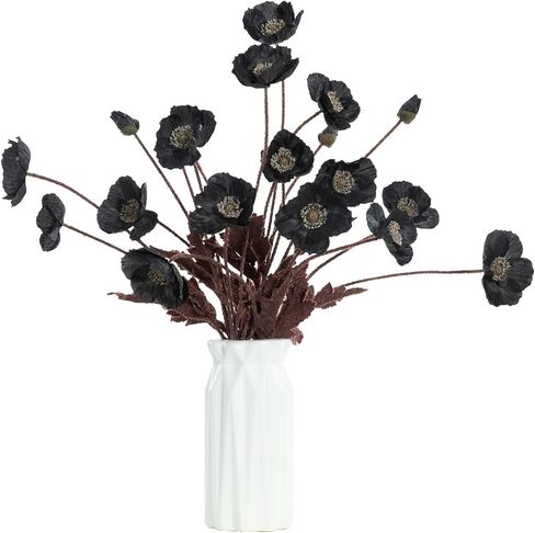 DuHouse 6 Pcs Silk Artificial Poppies, Realistic Fake Flowers with Buds for Table Centerpieces, Wedding Arrangements, Home and Office Decor(Purple) in Kuwait