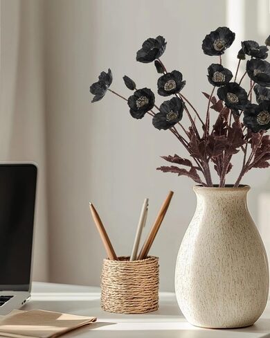 DuHouse 6 Pcs Silk Artificial Poppies, Realistic Fake Flowers with Buds for Table Centerpieces, Wedding Arrangements, Home and Office Decor(Purple) in Kuwait