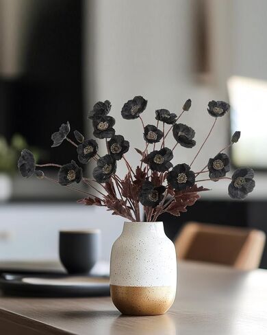 DuHouse 6 Pcs Silk Artificial Poppies, Realistic Fake Flowers with Buds for Table Centerpieces, Wedding Arrangements, Home and Office Decor(Purple) in Kuwait