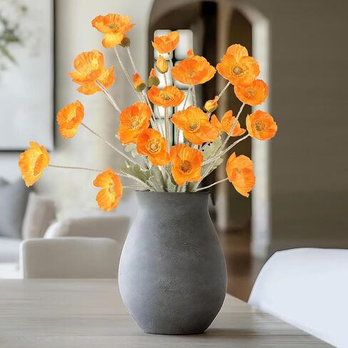 DuHouse 6 Pcs Silk Artificial Poppies, Realistic Fake Flowers with Buds for Table Centerpieces, Wedding Arrangements, Home and Office Decor(Purple) in Kuwait