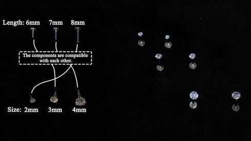 14K Gold Plated Flat Back Stud Earrings - 316L Surgical Steel Internal Thread CZ Stud Piercing Jewelry for Tragus Helix Cartilage Conch Nose Hypoallergenic Lip Labret Medusa Piercing 16G 18G 20G in Saudi Arabia