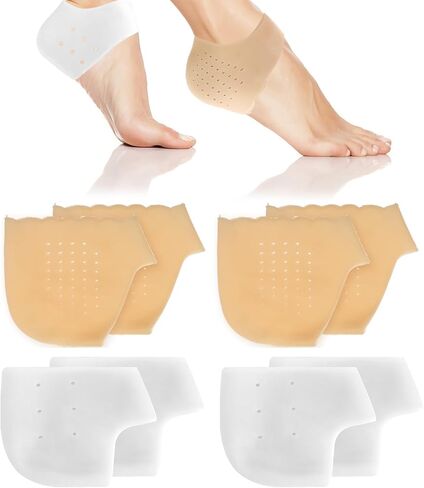 4 أزواج من واقيات الكعب من جل السيليكون من TIESOME، واقيات كعب ناعمة قابلة للتنفس باللون الأبيض والجلد للنساء والرجال، أكواب الكعب لتخفيف آلام الكعب وتخفيف آلام البثور ودعم وسادة الألم in Saudi Arabia