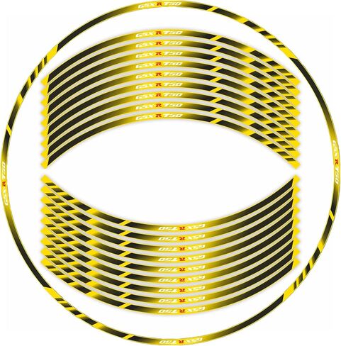 شريط لاصق بأشرطة حافة عاكسة للدراجة النارية لسوزوكي GSXR750 K1 2000-2003/GSXR750 K4 2004-2005/GSXR750 K8 2008-2010/K11 L6 2011-2019 ملصقات مصورة لعجلة الحافة 17 بوصة (أسود وقرمزي) in Kuwait