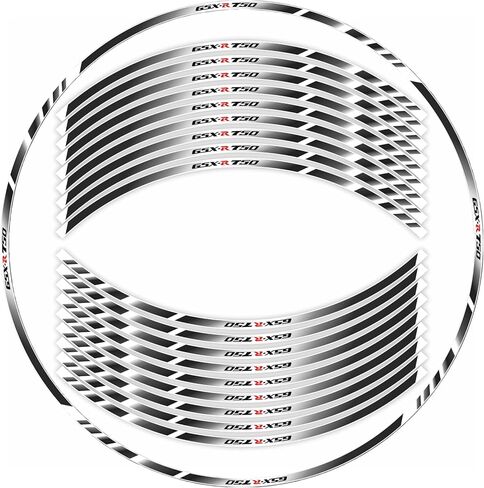 شريط لاصق بأشرطة حافة عاكسة للدراجة النارية لسوزوكي GSXR750 K1 2000-2003/GSXR750 K4 2004-2005/GSXR750 K8 2008-2010/K11 L6 2011-2019 ملصقات مصورة لعجلة الحافة 17 بوصة (أسود وقرمزي) in Kuwait