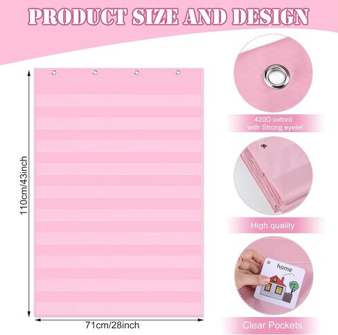 Green Standard Pocket Chart 28 x 43 Inches Transparent 10 Pocket Charts for Word Walls Letter Cards Sentence Strips School Classroom Supplies Home Back to School Teacher Gifts in Kuwait