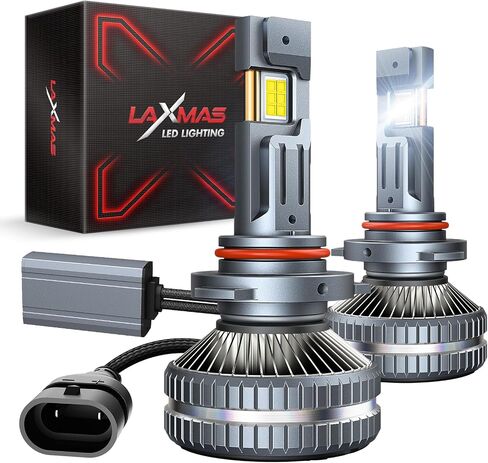مصابيح الضباب Laxmas 9005 HB3، 6500K أبيض بارد، تصميم 1:1، 9005 مصابيح إضاءة مقاومة للماء مع مروحة تبريد، Plug-N-Play، عبوتان in Kuwait