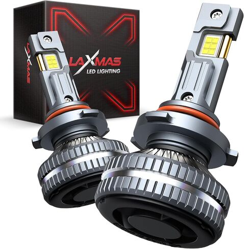مصابيح الضباب Laxmas 9005 HB3، 6500K أبيض بارد، تصميم 1:1، 9005 مصابيح إضاءة مقاومة للماء مع مروحة تبريد، Plug-N-Play، عبوتان in Kuwait