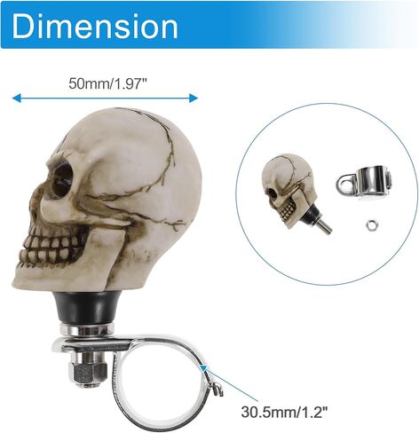 30.5mm Car Steering Wheel Knob Small Skull Vehicle Steering Wheel Rotator Ball for SUV Pickup Trucks Semi-Trailers Vans Boats Beige 1 Pc in Saudi Arabia