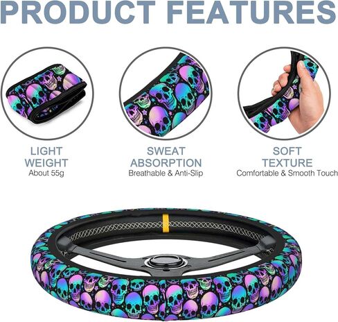 Boho Ethnic Southwest Geometric Steering Wheel Cover Non-Slip Breathable Universal 15 Inch Car Steering Wheel Cover with 2 Pieces Car Coasters Suitable for Men Women in Kuwait