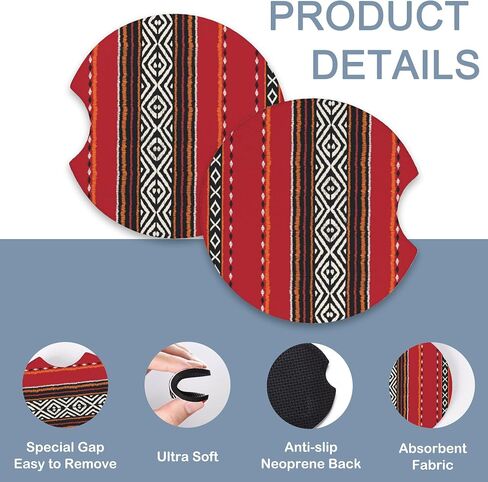Boho Ethnic Southwest Geometric Steering Wheel Cover Non-Slip Breathable Universal 15 Inch Car Steering Wheel Cover with 2 Pieces Car Coasters Suitable for Men Women in Kuwait