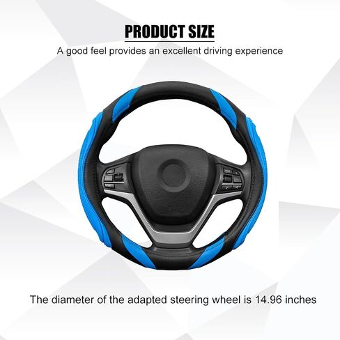 Leather Car Steering Wheel Cover, 15 inch Breathable Non-Slip Vehicle Steering Wheel Protector, Elastic Soft Automotive Interior Accessories, Universal for Truck, SUV, Sedan (Black) in Saudi Arabia