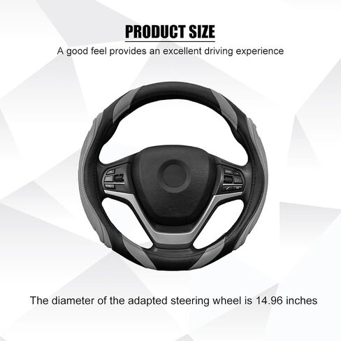 Leather Car Steering Wheel Cover, 15 inch Breathable Non-Slip Vehicle Steering Wheel Protector, Elastic Soft Automotive Interior Accessories, Universal for Truck, SUV, Sedan (Black) in Saudi Arabia