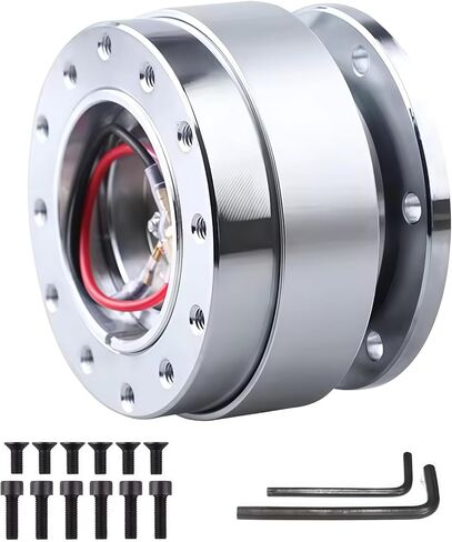 محول عالمي لعجلة القيادة 60 ملم سريع التحرير، محول محور عجلة السيارة من الألومنيوم، 6 فتحات، قطعة واحدة (فضي) in Kuwait