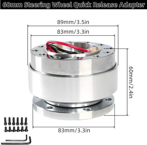 محول عالمي لعجلة القيادة 60 ملم سريع التحرير، محول محور عجلة السيارة من الألومنيوم، 6 فتحات، قطعة واحدة (فضي) in Kuwait