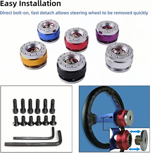 محول عالمي لعجلة القيادة 60 ملم سريع التحرير، محول محور عجلة السيارة من الألومنيوم، 6 فتحات، قطعة واحدة (فضي) in Kuwait