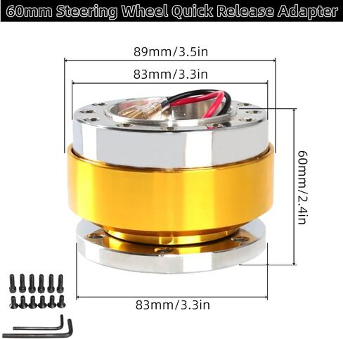 محول عالمي لعجلة القيادة 60 ملم سريع التحرير، محول محور عجلة السيارة من الألومنيوم، 6 فتحات، قطعة واحدة (فضي) in Kuwait