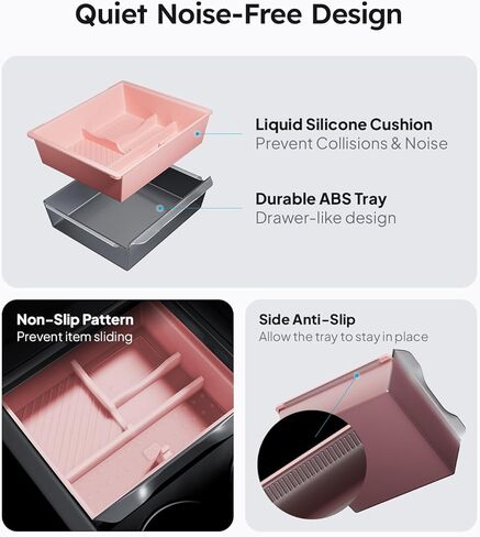 2025 Upgrade Tesla Model 3 Highland Accessories Console Organizer 4PCS Set [Center Console Organizer & Armrest Organizer & Hidden Storage Box & Cup Mat] Partition Storage for Model 3 (2024-2025) in Kuwait