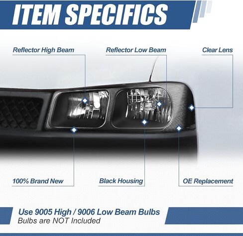 Auto Dynasty Headlights Assembly Headlamp Replacement Compatible with Chevy Express GMC Savana 2003-2024, Driver and Passenger Side, Black Housing in Saudi Arabia