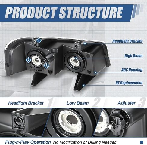 Auto Dynasty Headlights Assembly Headlamp Replacement Compatible with Chevy Express GMC Savana 2003-2024, Driver and Passenger Side, Black Housing in Saudi Arabia
