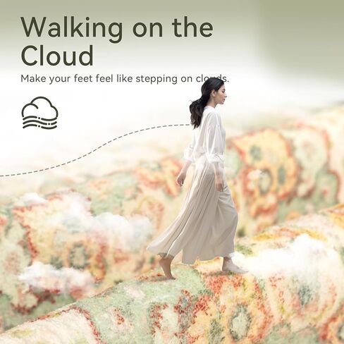 سجاد منطقة 5 × 7، سجادة بوهو قابلة للغسل لغرفة المعيشة وغرفة النوم والمكتب والمطبخ، سجاد كبير عتيق مزين بالزهور الشرقية غير قابل للانزلاق، أسود in Kuwait