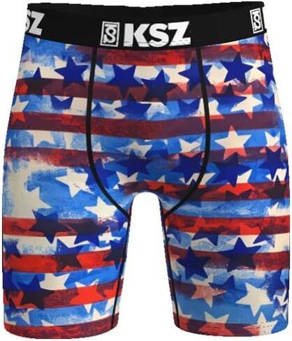 3PC Man's 4-Way Performance Stretch Boxer Brief with American Style Printing,Size L for waist circumference of 36-38 " in Saudi Arabia