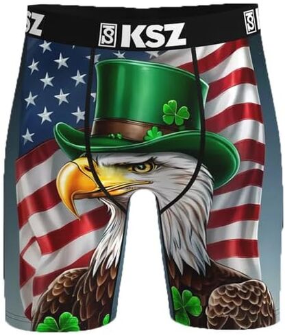 3PC Man's 4-Way Performance Stretch Boxer Brief with American Style Printing,Size L for waist circumference of 36-38 " in Saudi Arabia