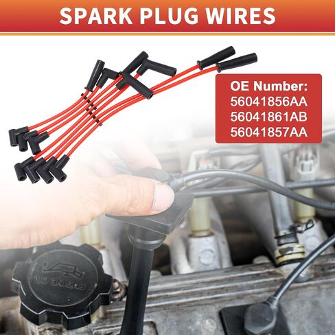 ACROPIX Car Spark Plug Coil Wires الإشعال لفائف تسخير كابل مناسب لسيارة Jeep Cherokee XJ L6 4.0L 1991-1999 No.56041856AA/56041861AB - حزمة من 7 in Saudi Arabia