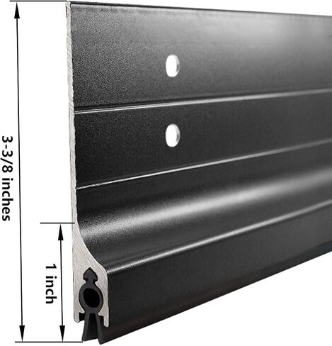 Door Metal Draft Stopper 42 inches Aluminum Mouse Blocker with Rubber Sweep Seal for Stop Under Doors Drafty Cover 2-3/8 inch Gap, 3-3/8"x42" Silver in Saudi Arabia