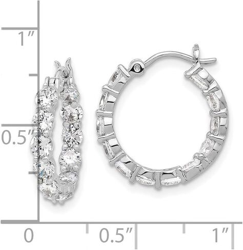 925 فضة روديوم مطلي داخل وخارج مكعب زركونيا هوب أقراط 17.5x17.5 مللي متر واسعة 2.5 مللي متر سميكة هوب القرط للنساء in Saudi Arabia