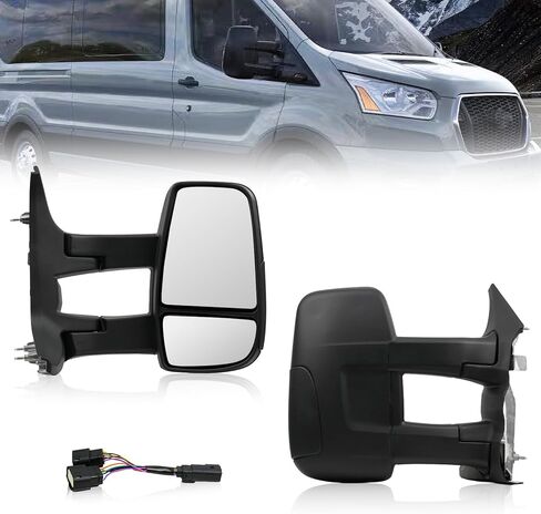 مرآة جانبية للركاب لسيارة Ford Transit 2015-2025، مرآة كهربائية بديلة لمرايا الأبواب ذات الذراع الطويلة اليمنى، ضوء إشارة غير انعطاف، زجاج غير ساخن in Kuwait