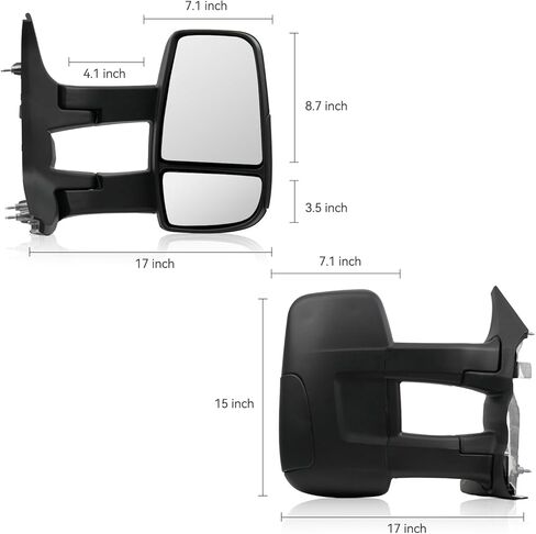 مرآة جانبية للركاب لسيارة Ford Transit 2015-2025، مرآة كهربائية بديلة لمرايا الأبواب ذات الذراع الطويلة اليمنى، ضوء إشارة غير انعطاف، زجاج غير ساخن in Kuwait