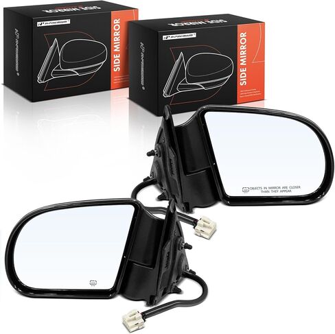 A-Premium Pair (2) Driver and Passenger Side Power Door Mirror - Compatible with Chevrolet Blazer 1999-2005, S10 1999-2004 & GMC Jimmy 1999-2001, Sonoma & Oldsmobile Bravada - Heated, Manual Folding in Saudi Arabia
