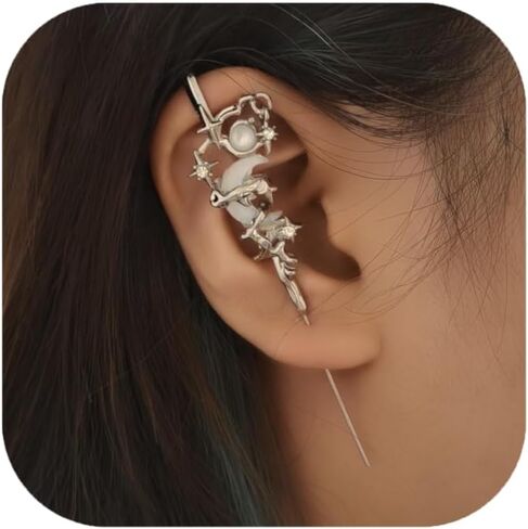 Goth Ear Hook Earrings for Women Myth Of The Moon Ear Punk Moons Star Butterfly Snake Cross Needle Piercing Earring Halloween Party Jewelry in Saudi Arabia