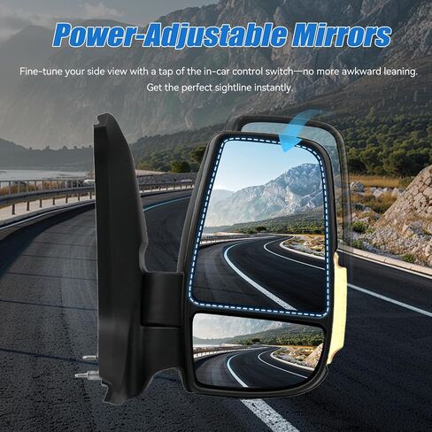 Passenger Side Mirror for Ford Transit 2015-2025, Right Long Arm Door Mirrors Replacement Power Mirror, Non Turn Signal Light, Non Heated Glass in Saudi Arabia