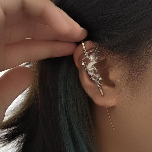 Goth Ear Hook Earrings for Women Myth Of The Moon Ear Punk Moons Star Butterfly Snake Cross Needle Piercing Earring Halloween Party Jewelry in Saudi Arabia