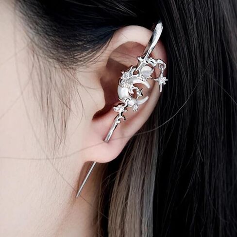 Goth Ear Hook Earrings for Women Myth Of The Moon Ear Punk Moons Star Butterfly Snake Cross Needle Piercing Earring Halloween Party Jewelry in Saudi Arabia