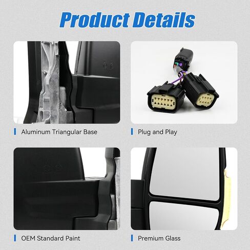 Passenger Side Mirror for Ford Transit 2015-2025, Right Long Arm Door Mirrors Replacement Power Mirror, Non Turn Signal Light, Non Heated Glass in Saudi Arabia