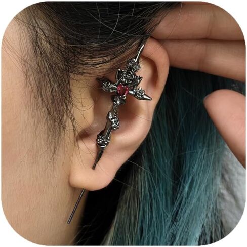 Goth Ear Hook Earrings for Women Myth Of The Moon Ear Punk Moons Star Butterfly Snake Cross Needle Piercing Earring Halloween Party Jewelry in Saudi Arabia