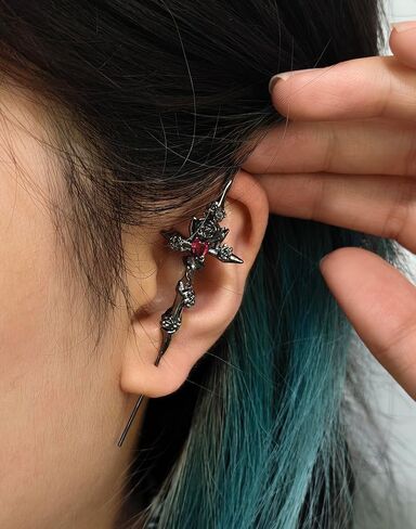 Goth Ear Hook Earrings for Women Myth Of The Moon Ear Punk Moons Star Butterfly Snake Cross Needle Piercing Earring Halloween Party Jewelry in Saudi Arabia