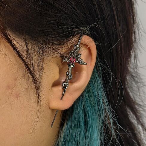 Goth Ear Hook Earrings for Women Myth Of The Moon Ear Punk Moons Star Butterfly Snake Cross Needle Piercing Earring Halloween Party Jewelry in Saudi Arabia