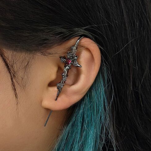 Goth Ear Hook Earrings for Women Myth Of The Moon Ear Punk Moons Star Butterfly Snake Cross Needle Piercing Earring Halloween Party Jewelry in Saudi Arabia