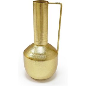 Gold Metal Vase for Flowers 9.3" Tall - Unbreakable Home Decor Centerpiece for Entryway, Fireplace, Shelf, Living Room, Bedroom, Bathroom - Perfect for Wedding, Mother's Day, Housewarming Gifts in Saudi Arabia