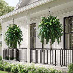 4 قطع من نباتات السرخس المزيفة النابضة بالحياة، مقاومة للأشعة فوق البنفسجية، سرخس بوسطن الاصطناعية للأماكن الخارجية والداخلية، نباتات خضراء وهمية كبيرة لا تذبل لتزيين نافذة الشرفة الأمامية والحديقة المنزلية in Kuwait