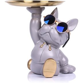 تمثال صينية البلدغ، تمثال كبير الخدم الفرنسي الحديث مع صينية مفاتيح، لرف الحلوى، تمثال صينية تخزين، ديكور المنزل، المدخل، غرفة المعيشة، ديكور سطح المكتب المكتبي (أسود) in Kuwait