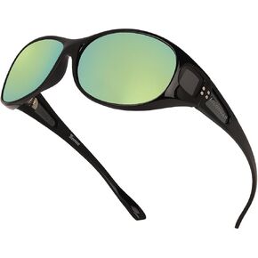 Unisex Fit Over Wrap Sunglasses Polarized Lens Wear Over Eyeglasses UV400 Protection Shades for Men and Women Outdoor Activities Driving, Fishing - Matt Black/PURPLE REVO (pack in Case) in Saudi Arabia