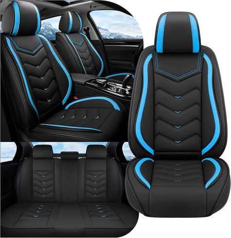 Car Seat Covers Fit for Honda Accord 2000-2025, Stylish Sport Seat Covers, Waterproof Wear-Resistant Premium Nappa Leather Car Seat Cover.(Full Set/Black Blue) in Saudi Arabia