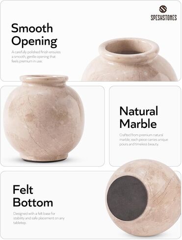 Marble Vase 5 Inch Handmade Verona Stone Flower Vase for Pampas Grass & Aesthetic Room Decor - Small Vases for Fresh Flowers, Table Centerpieces, Modern Farmhouse & Boho Decor in Saudi Arabia